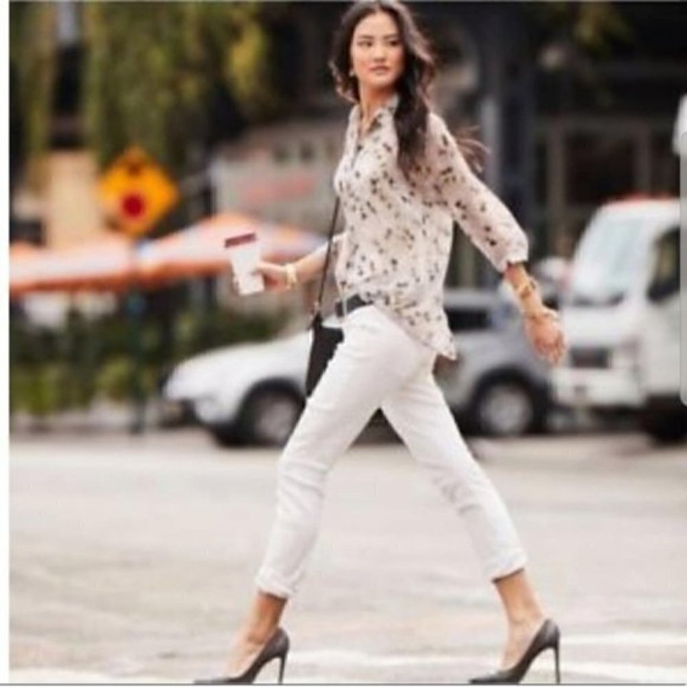 Cabi White Slim Boyfriend Straight‎ Leg Jeans 0 #5171